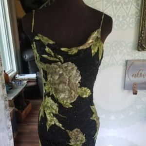 Black full length beaded dress